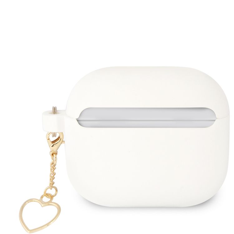 جيس GUA3LSCHSH حافظة سيليكون لأجهزة ابل إيربودز 3 و مجموعة ساحرة مع خاتم شكل قلب - أبيض
