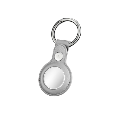 Viva Madrid Airtrax Leather Case Compatible with AirTag, Scratch Protective Skin Cover, Anti-Lost Holder with Key Ring Suitable for AirTag Bluetooth Tracker - Gray