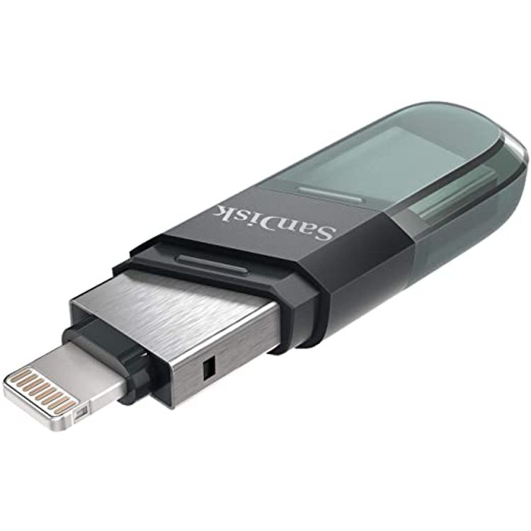 SanDisk 256GB iXpand Flash Drive Flip USB 3.1 Gen 1 for iPhone/iPad SDIX90N 256G GN6NN, Black, SDIX90N 256G GN6NE