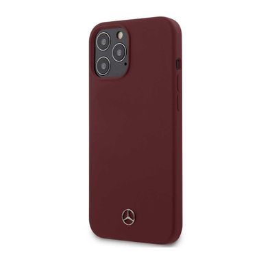 CG Mobile Mercedes-Benz Liquid Silicone Case with Microfiber Lining Compatible for iPhone 12 Pro Max (6.7") Shock-Absorption, Anti-Scratch, Drop Resistant, Easy Access To All Ports, Protective Back Cover Suitable for Wireless Charger Officially Licensed - Classic Red