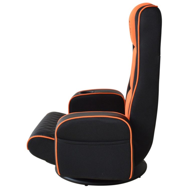 مقعد الألعاب Porodo Gaming Predator Pro مع مسند للذراعين وحامل أكواب يدور 360 درجة - برتقالة سوداء