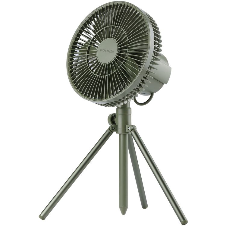 مروحة تخييم خارجية من بورودو لايف ستايل مع جهاز تحكم عن بعد وإضاءة LED بقدرة 10000 مللي أمبير في الساعة - أخضر