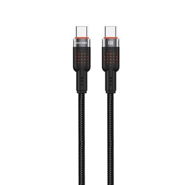 كابل مضفر من سبائك الألومنيوم من بورودو من النوع C إلى C بطول 1.2 متر، PD 60 وات، سرعة نقل 480 ميجابت في الثانية، عمر افتراضي يزيد عن 15000 ثنية، خالٍ من التشابك - أسود