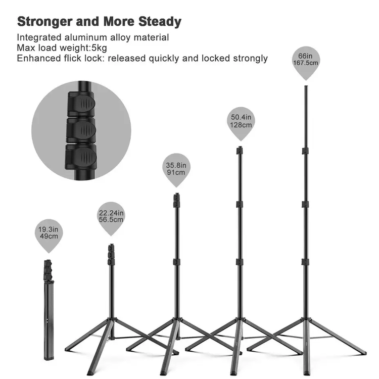 حلقة ضوئية لصور السيلفي من وونيو مع حامل ثلاثي الأرجل 10 - أسود