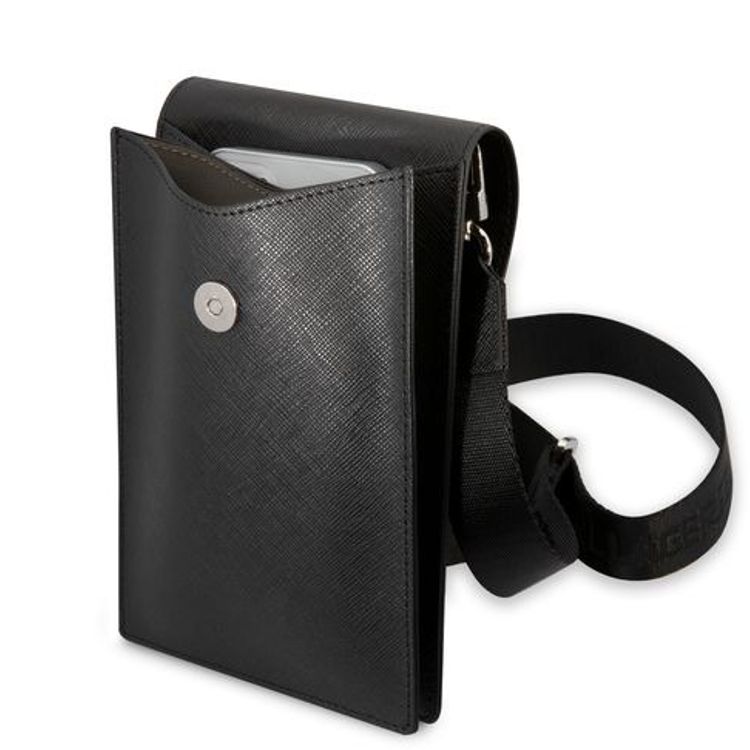 Karl Lagerfeld Wallet with Chain and Karl Ikonik Metal Logo, Bag for Phone, Document, Money or Key and etc. - Black