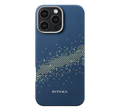 Pitaka Tactile Woven Ultra Slim Case for iPhone 16 Pro, Woven Touch, Compatible with MagSafe, Raised Camera Lip - Milky Way Galaxy