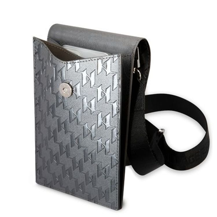 Karl Lagerfeld Wallet with Ikonik Mongram Logo and Patch Design  - Gray