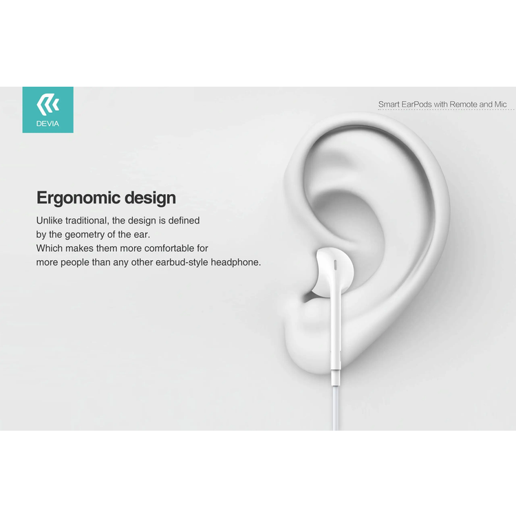 Devia 325410-WH  Smart Earpods with Type-C Connector, with Mic and Remote control - White