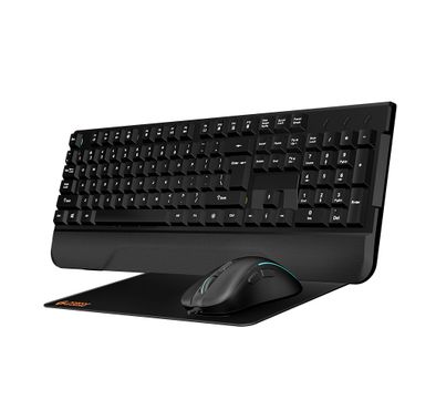 Gaming Set 4-in-1 by Porodo - Keyboard Rainbow Effects, Headphone Compatible for Playstation and Xbox, Mouse 800-3400DPI, Mouse Pad - Starter Kit (Black)