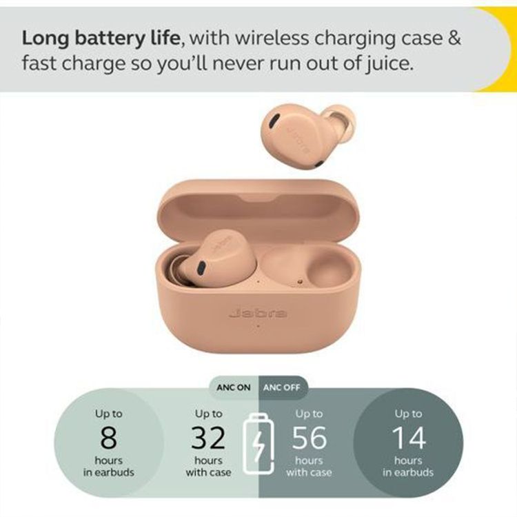 سماعات أذن جابرا إيليت 8 آكتيف اللاسلكية الحقيقية، إلغاء الضوضاء النشط، وضع المونو، حتى 56 ساعة من عمر البطارية، حتى 10 متر نطاق التشغيل، حتى 3 ساعات وقت الشحن - كراميل