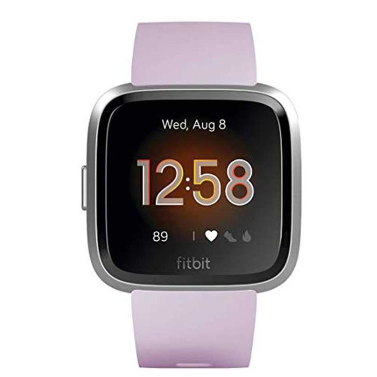 Fitbit Versa Lite Edition Fitness Wristband with 24/7 Heart Rate Tracker, Key Fitness & Smart Features, Exercise & Activity Tracking, Customizable Clock Faces, Sleep Tracking, Water-Resistant, 4+ Day Battery Life Bold Design Smartwatch - Lilac/Silver Aluminum