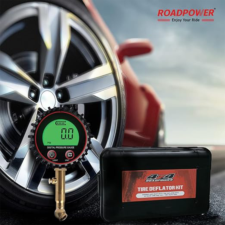 RoadPower Digital Tire Pressure Gauge, 200 PSI, 4 Settings for Car-Truck-Motorcycle-Bicycle, Backlit LCD, Non-Slip Grip