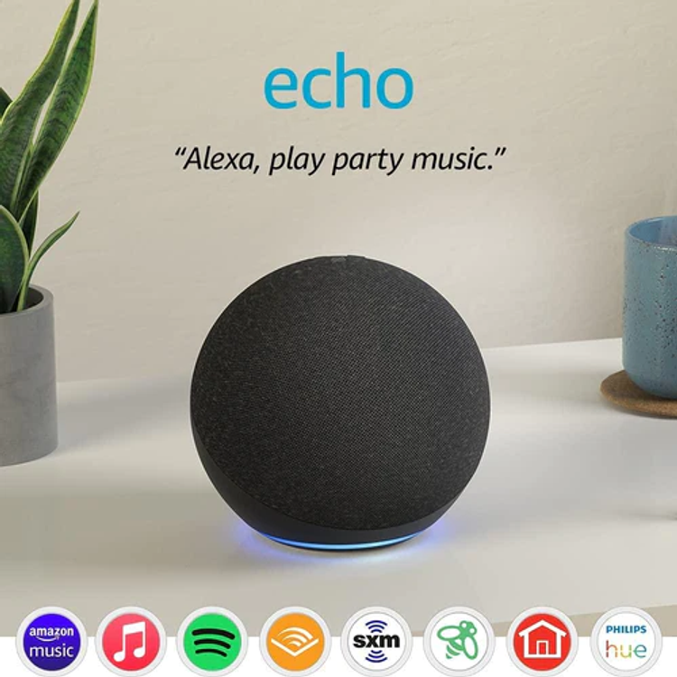Amazon Echo 4th Gen Spherical Design with Rich Sound, Smart Home Hub and Alexa - Charcoal