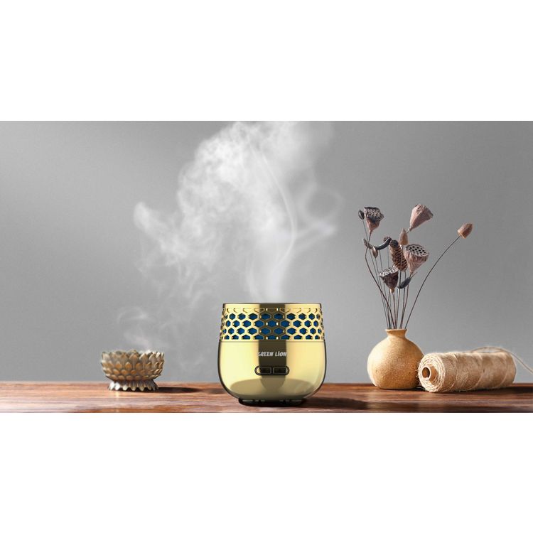 مبخرة بخور لوكس من جرين ليون، 2500 مللي أمبير، مدمجة ومحمولة، شحن من النوع C، وقت عمل 30 دقيقة، ضوء LED، مروحة توربو، وقت الشحن 2 ساعة - ذهبي