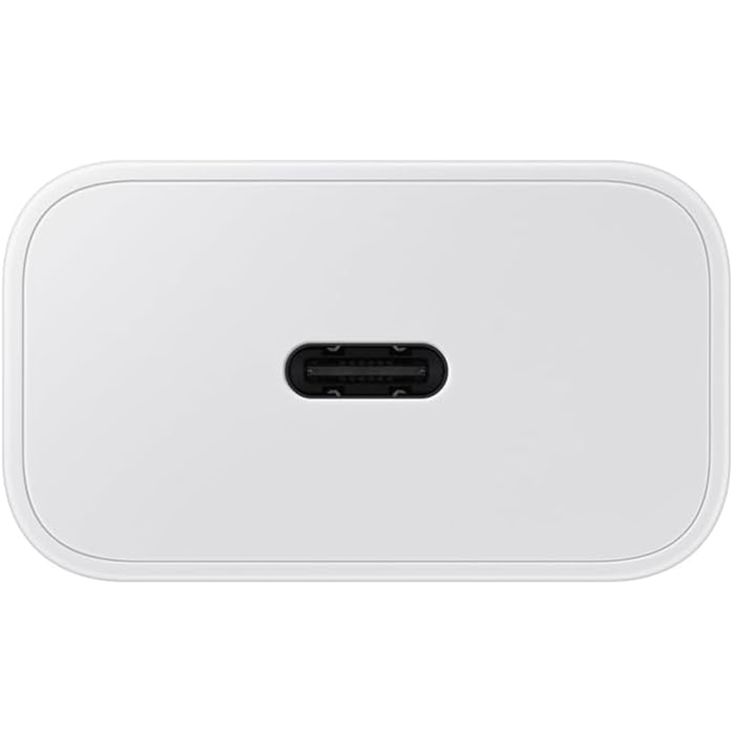 Samsung Travel Adapter 25 W 2 pin with USB Type-C to Type-C Cable, Fast Charge Support, 25 W Total Output Power - White 100-240 V Input Voltage, 5 V Output Voltage (Max, Normal Charge), 9 V Output Voltage (Max, Fast Charge) PDO