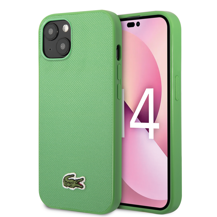 Lacoste Hard Case Iconic Petit Pique PU Woven Logo Estragon Compatible with iPhone 14 - Green