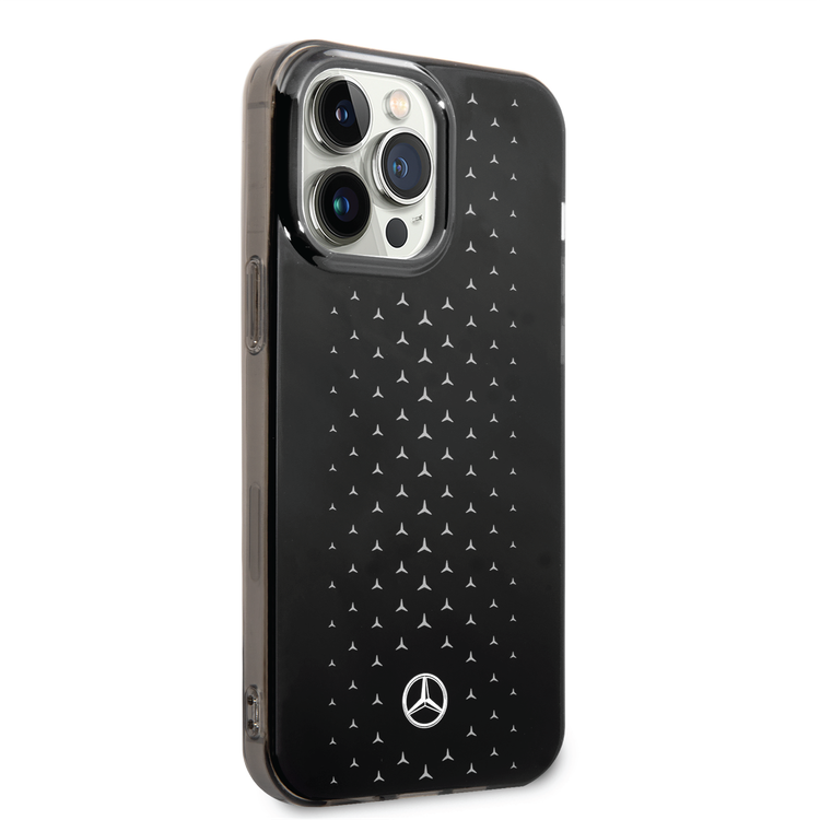 كفر حماية مرسيدس بنز بطبقة مزدوجة من البولي كربونات/البولي يوريثان الحراري مع نمط نجمة كبيرة متوافق مع آيفون 14 برو ماكس - فضي