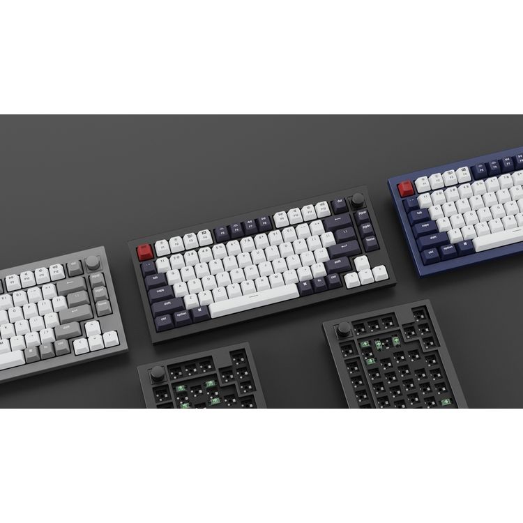 Keychron Q1 QMK Gateron G-PRO Switch لوحة مفاتيح ميكانيكية RGB ومقبض ومفتاح أزرق وقابل للتبديل السريع حسب الطلب - البحريه الزرقاء