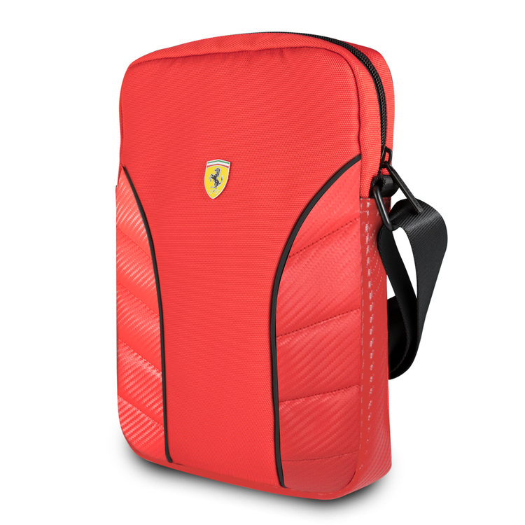 CG MOBILE Ferrari Scuderia Tablet Bag 10" with Adjustable Shoulder Strap, Easy for Carrying, Portable Storage Bag Suitable for Outdoor, Business, Office, School, Lightweight Slim, Officially Licensed - Red