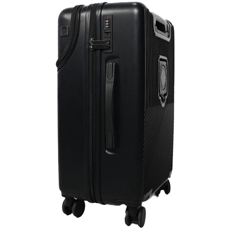  حقيبة سفر ليفيلو أوديسي بغطاء أمامي مفتوح مقاس 22 بوصة، تحمل وزن 30 كجم، مقاومة للصدمات، دوران العجلات 360 درجة، مقبض تلسكوبي - أسود