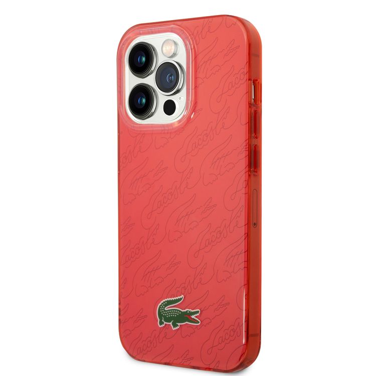 Lacoste Hard Case IML Double Layer & Dyed Bumper Signature Pattern - iPhone 14 Pro - Red