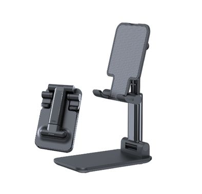 Devia Desktop Tablet Phone Stand, Adjustable, Lazy Stand, Anti-Slip Design, Safe & Secured, Portable Stand for Smartphones, Tablet, etc., Bedside, Office, Kitchen Table - Black
