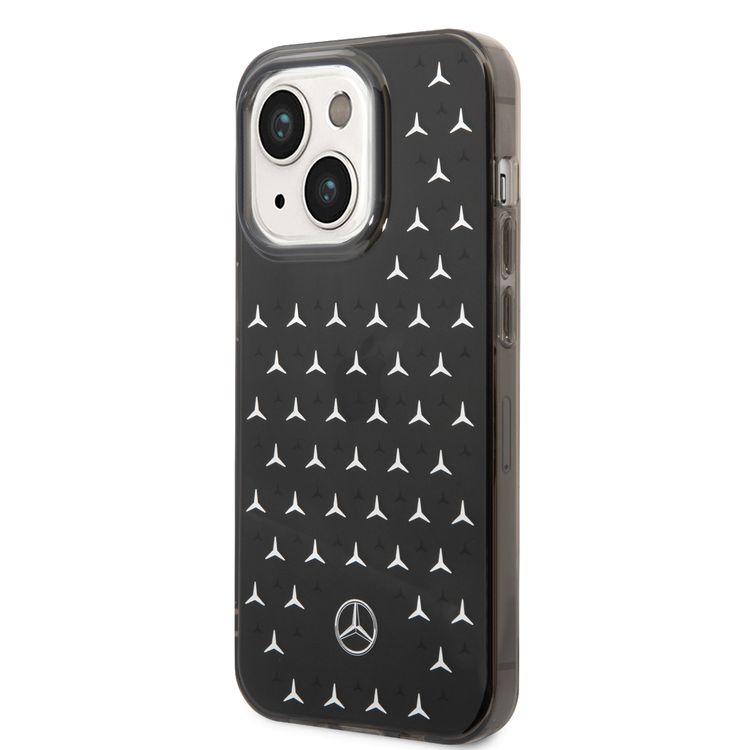 Mercedes-Benz Double Layer PC/TPU Case with Large Star Pattern iPhone 14 Plus Compatibility - Black / Silver