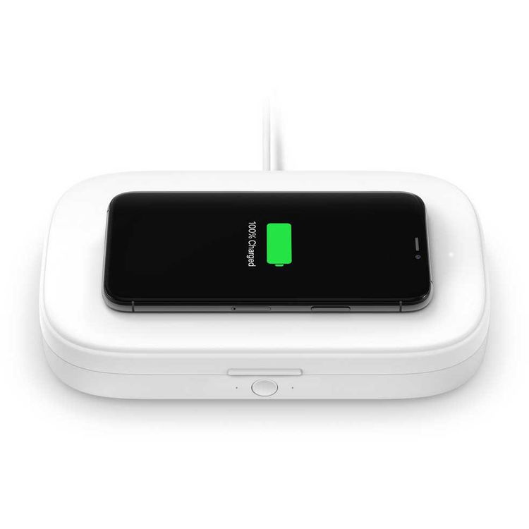 شاحن لاسلكي Belkin BOOST CHARGE™ بقدرة 10 واط مع مطهر للأشعة فوق البنفسجية - أبيض_x000D_