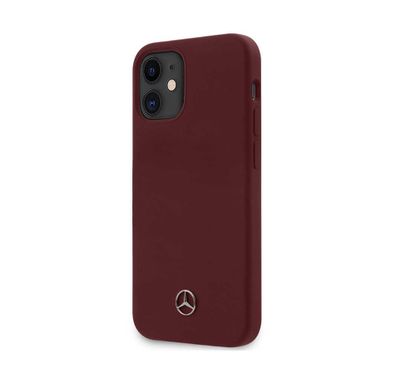 CG MOBILE Mercedes-Benz Liquid Silicone Phone Case with Microfiber Lining Compatible for iPhone 12 Mini (5.4) Officially Licensed - Classic Red