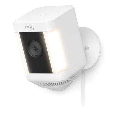 كاميرا Ring Spotlight Cam Plus سلكية مع فيديو عالي الدقة 1080 بكسل | أبيض