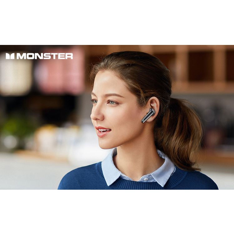 Monster N-Lite 203 AirLinks Wireless Earbuds, Bluetooth Version 5.3, 10m Transmission Distance, Type-C Charging Port, 2 Hours Charging Time - Black