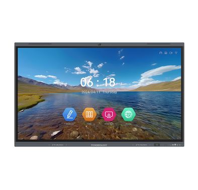 Powerology Dual Windows & Android Interactive Smartboard, 75" Screen Size, 16GB RAM, 256GB Storage, Bluetooth V5.0, Digital writing & Drawing, 500W Power, Wireless Screen Casting - Black