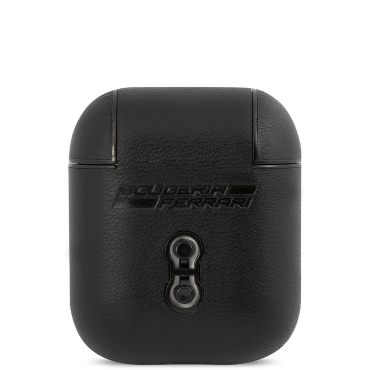 CG Mobile Ferrari FESA2LEBK  No Track Leather case With Metal Logo  for Airpods 1/2 Officially Licensed ,  High-Quality material , Dust Proof , Compatible with Airpods 1/2 - Black