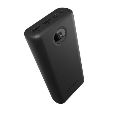Powerology Quick Charge Power Bank 30000mAh PD 45W with Type-C to Type-C Cable 0.9m, Super Compact, USB-C Input & Output, 2 USB-A Output, Fast Charging, Digital Display Indicator - Black  