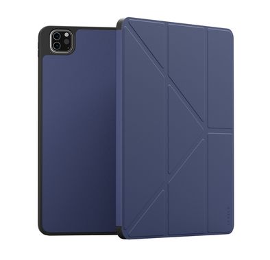 غطاء ليڤيلو إيليجانتي الهجين من الجلد لجهاز آيباد برو 11" (من الجيل الرابع إلى السادس)، قطع دقيقة، سهل التركيب بالنقر المفرد، اتجاه عمودي ووضع أفقي، غطاء ممتص للصدمات، حماية بزاوية 360° - أزرق