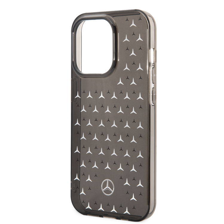 Mercedes-Benz Double Layer PC/TPU Case with Large Star Pattern iPhone 14 Pro Compatibility - Black / Silver