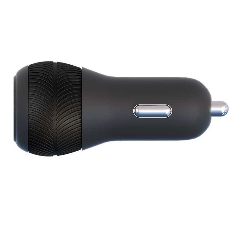 Powerology شاحن سيارة بمنفذ مزدوج 32 وات USB 2.4A + PD 18 وات مع كابل إضاءة من النوع C إلى Mfi