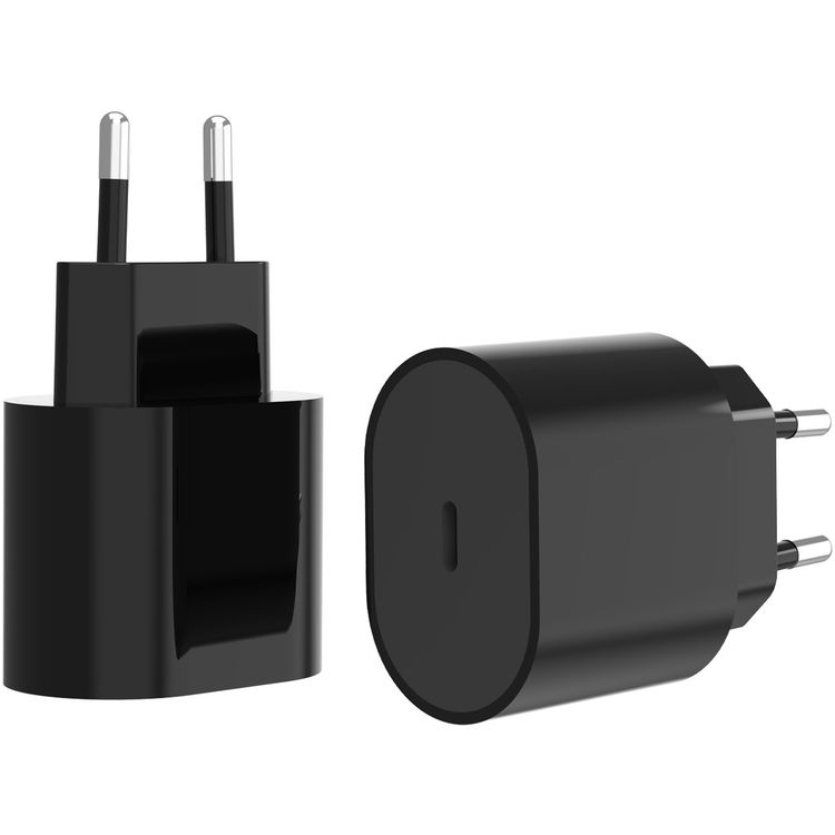 Porodo 20W Single C Port PD Charger EU - Black - أسود
