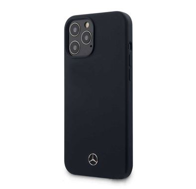 CG Mobile Mercedes-Benz Liquid Silicone Case with Microfiber Lining Compatible for iPhone 12 Pro Max (6.7") Shock-Absorption, Anti-Scratch, Drop Resistant, Easy Access To All Ports, Protective Back Cover Suitable for Wireless Charger Officially Licensed - Abyss Blue