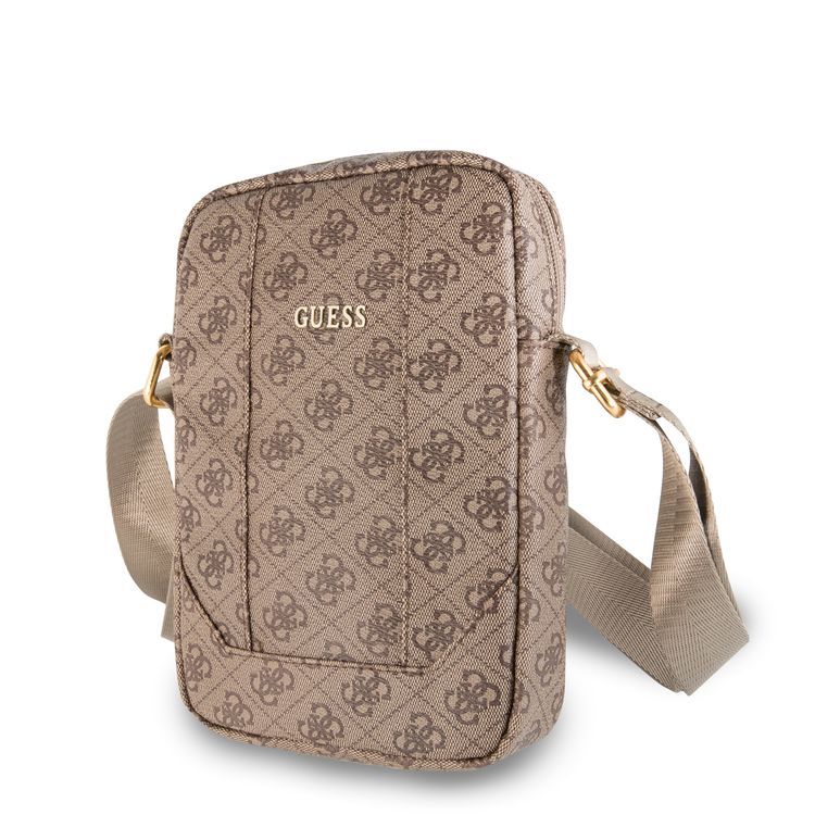 حقيبة جانبية من غيس ( GUTB8G4GFBR) حقيبة كمبيوتر لوحي 4G PU بشعار معدني كبير 8 "- بني