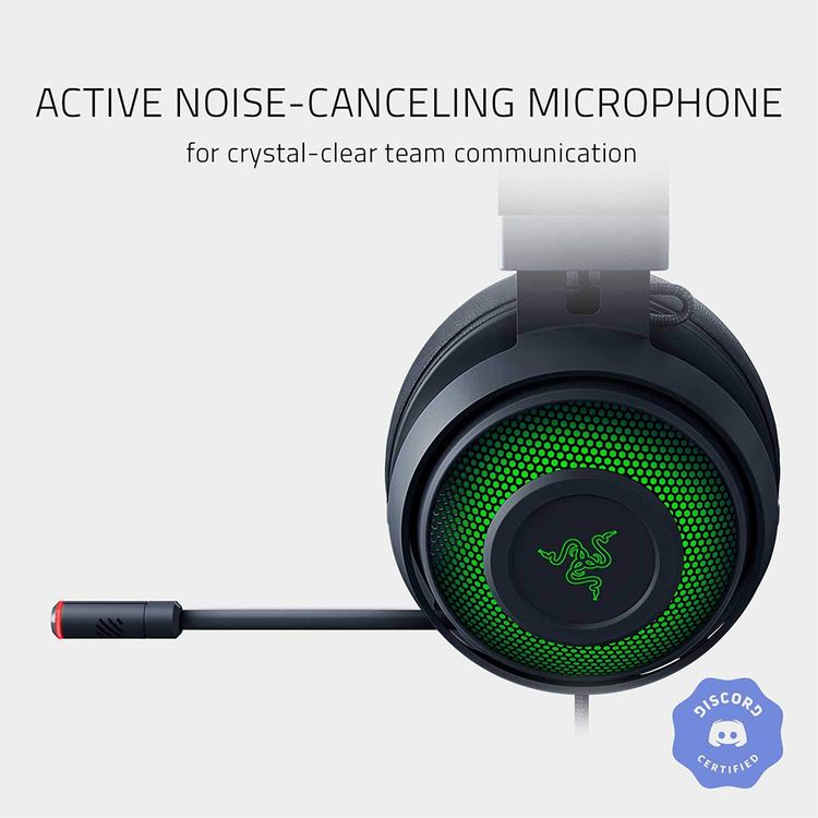 Razer Kraken Ultimate USB Surround Sound Headset with ANC Microphone, Chroma RGB Lighting, Retractable Active Noise Cancelling Mic, Aluminum & Steel Frame - Black