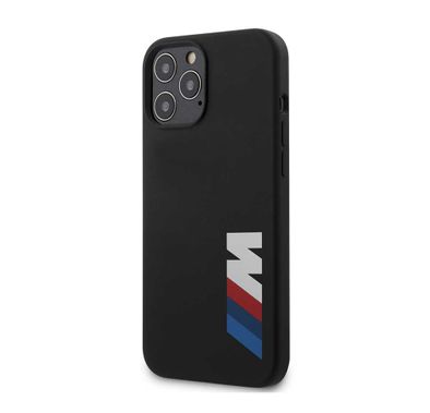 جراب CG Mobile BMW M Collection سائل من السيليكون مطبوع عليه شعار كبير متوافق مع iPhone 12 Pro Max (6.7 بوصة) - أسود