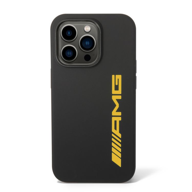 AMG Liquid Silicone Case with Colorful AMG Logo Bumper ProtectioniPhone 14 Pro Compatibility - Yellow
