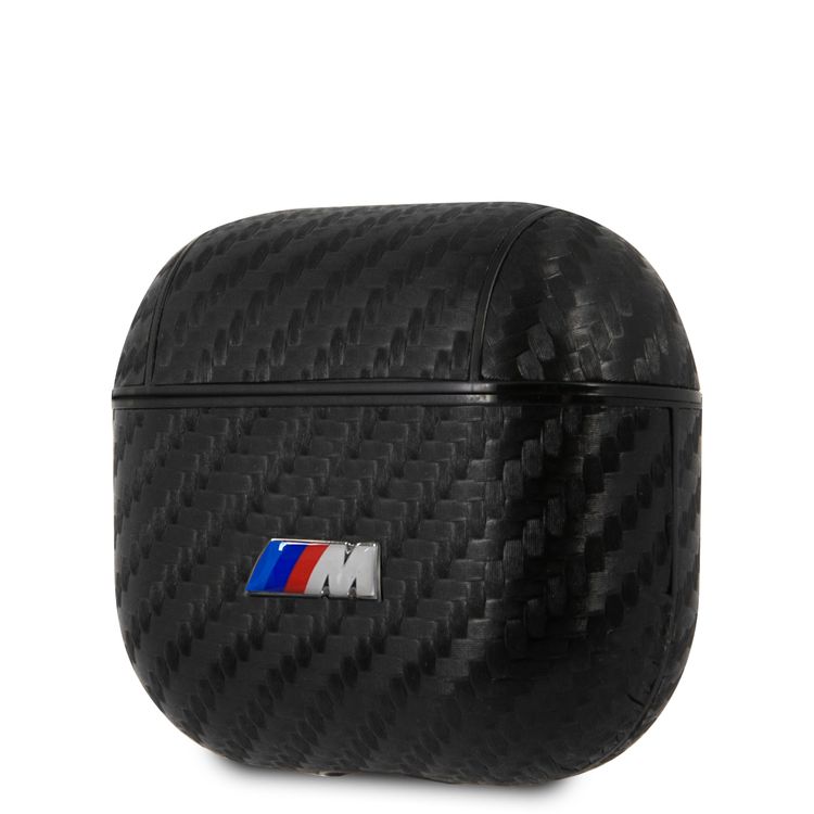 أسود - مجموعة  بي أم دبليو حافظة إير بودز 3 بشعار معدني أبيض 