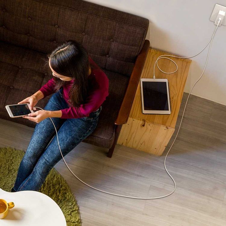 RAVPower 2 Pack Cable Compatible for iPhone Lightning Devices - Soft & Fire-Resistant TPE Connector - Fast Charging Cord - Long Lasting Durable Cable - White