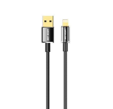 كابل USB-A إلى USB-C من Green Lion، آمن وسريع الشحن والمزامنة، مصنوع من سبائك الألومنيوم الشفاف و48 مضفرًا، بطول 1 متر - أسود