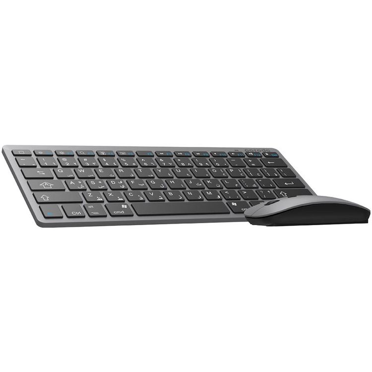 Porodo Wireless Super Slim and Portable Bluetooth Keyboard with Mouse ( English / Arabic ) 800-1600 DPI, Ultra-Thin Lightweight Compatible for Windows, Laptop, PC Desktop Computer - Gray