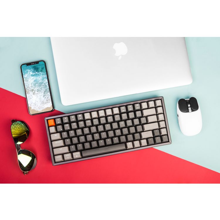 لوحة المفاتيح الميكانيكية اللاسلكية Keychron K2 84 Keys Hotswappable Gatetron G Pro مع مفتاح RGB وأحمر - أبيض أسود