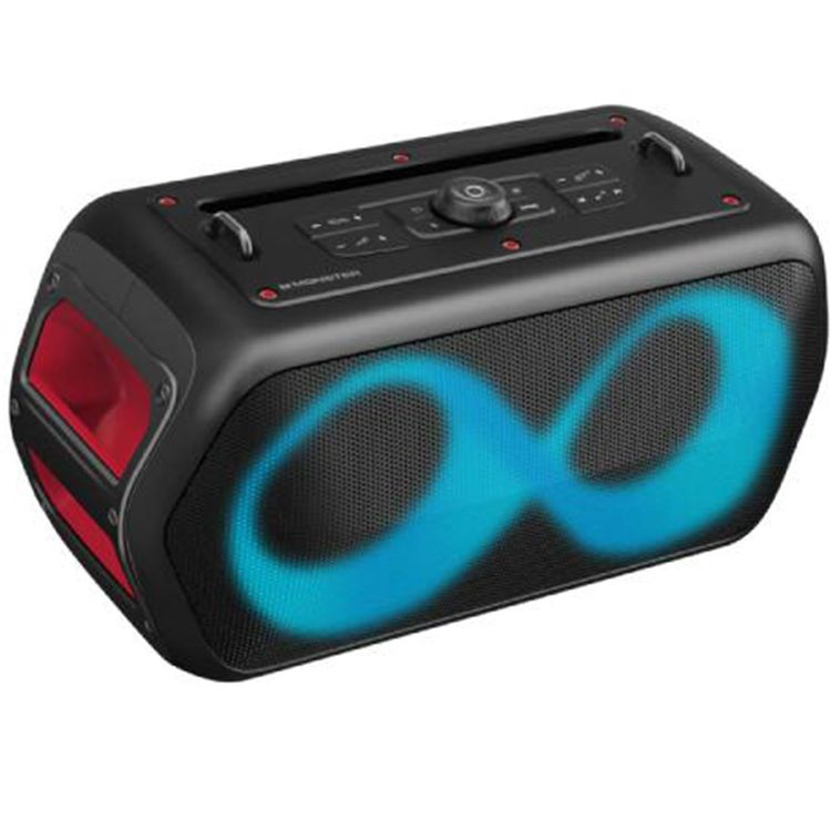 Monster Musicbox Go with 2 Microphones Bluetooth Speaker, RGB Color Lighting Effects, Bluetooth Version 5.3, USB-C Charging Port, 2.5 Hours Working Time - Black
