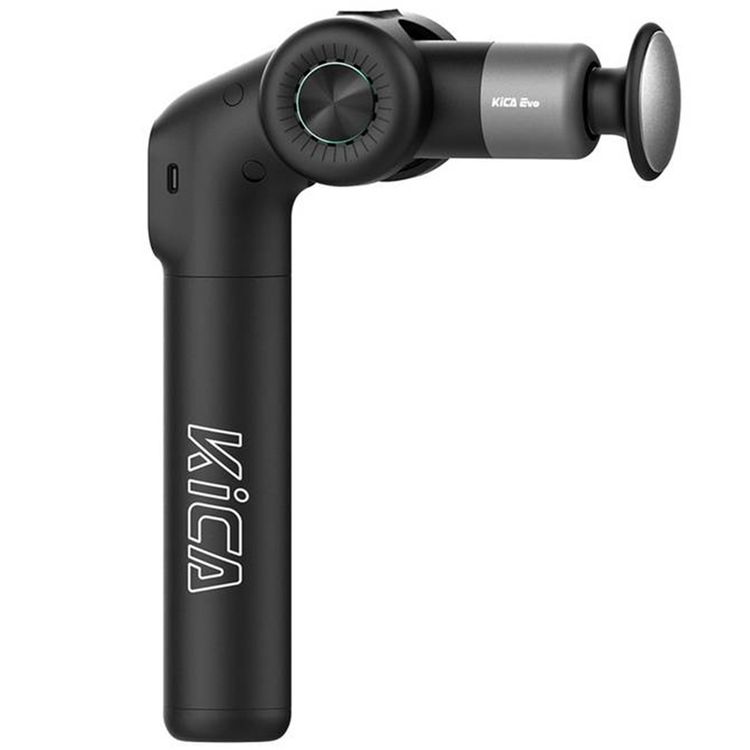 Kica Evo Massage Device with Extendable Handle, 6 Professional Massage Heads, 1600mAh Battery, Comfortable Powerful Vibration, 12mm Deep Stroke - Black